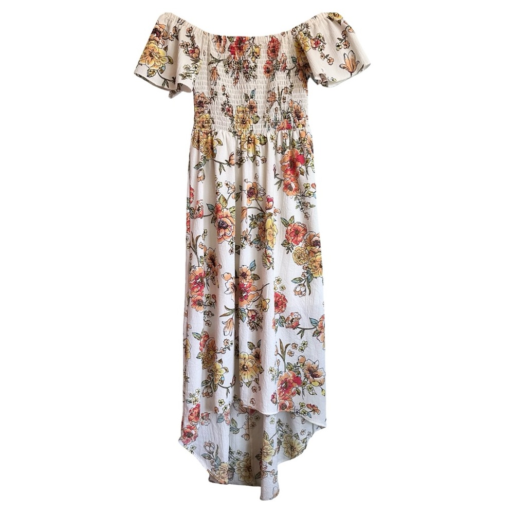 Bailey Blue Women’s Floral‎ Off Shoulder High Low Dress Small EUC